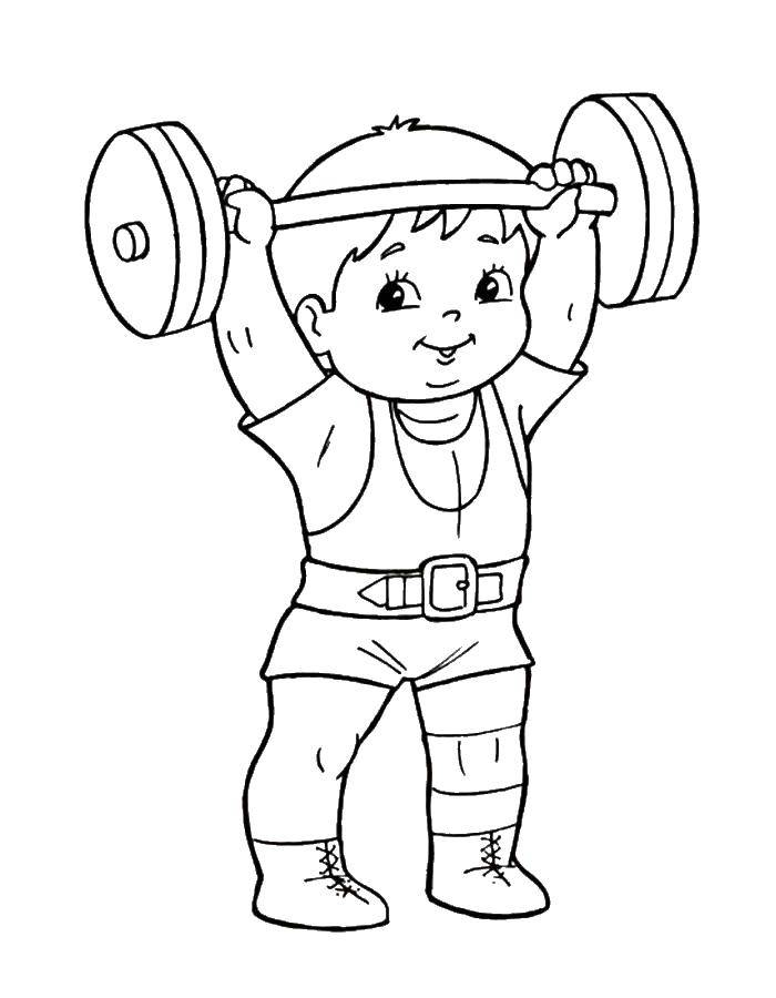 Coloring Weightlifter. Category sports. Tags:  bar , rod.