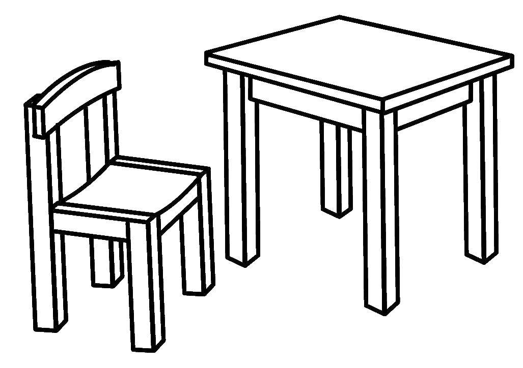 Coloring Table and chair. Category furniture. Tags:  Furniture, table, chair.