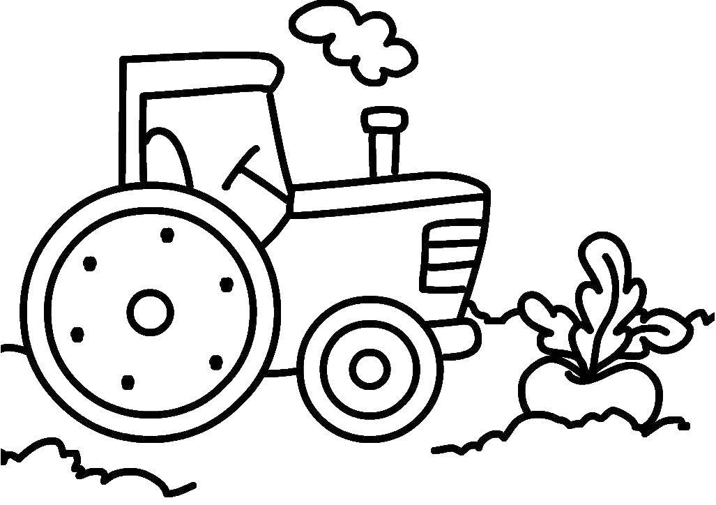 Название: Раскраска Трактор. Категория: Раскраски для малышей. Теги: Транспорт, трактор.
