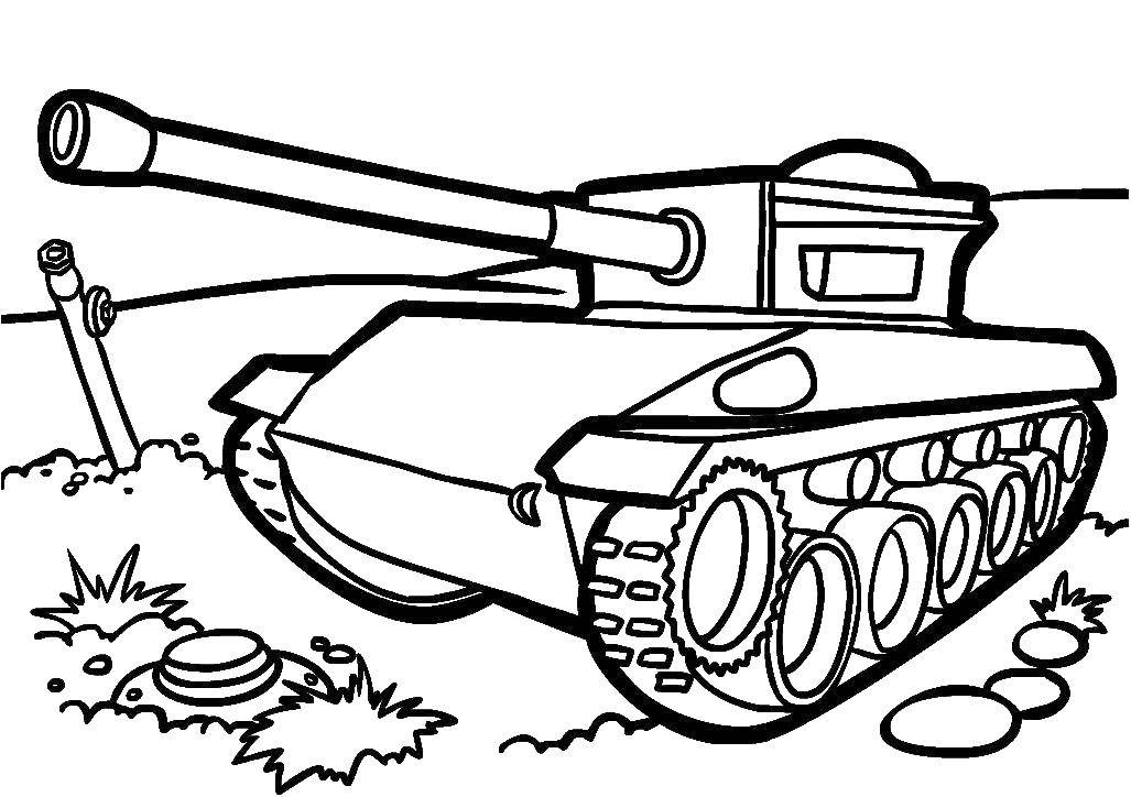 Название: Раскраска Военный танк. Категория: транспорт. Теги: Транспорт, танк.
