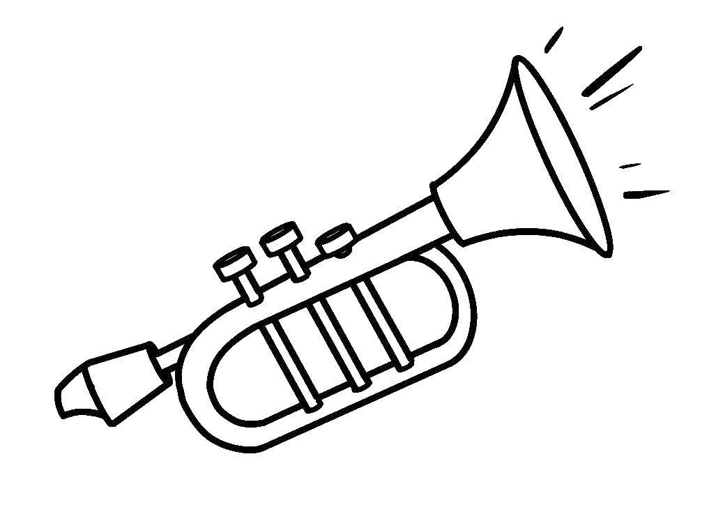 Опис: розмальовки  Труба. Категорія: музичні інструменти. Теги:  Інструмент, труба.