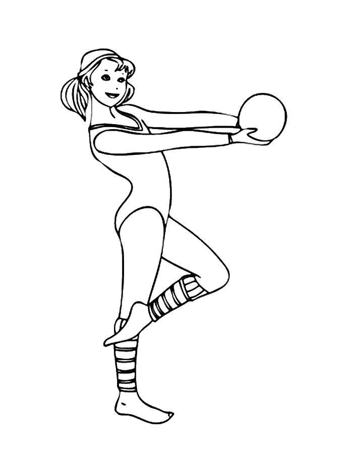 Coloring Gymnast with a ball. Category sports. Tags:  gymnastics.