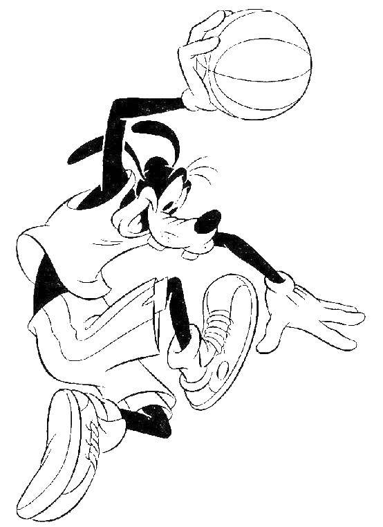 Coloring Goofy basketball player. Category basketball. Tags:  basketball, goofy.