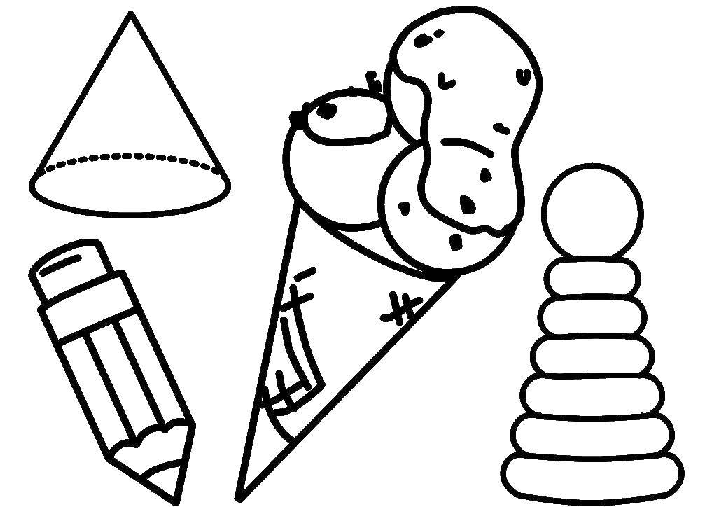 Coloring Cone. Category shapes. Tags:  Figure, geometric.