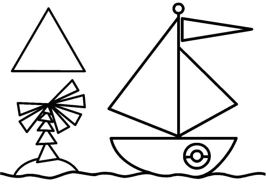 Название: Раскраска Кораблик. Категория: корабль. Теги: Корабль, вода.