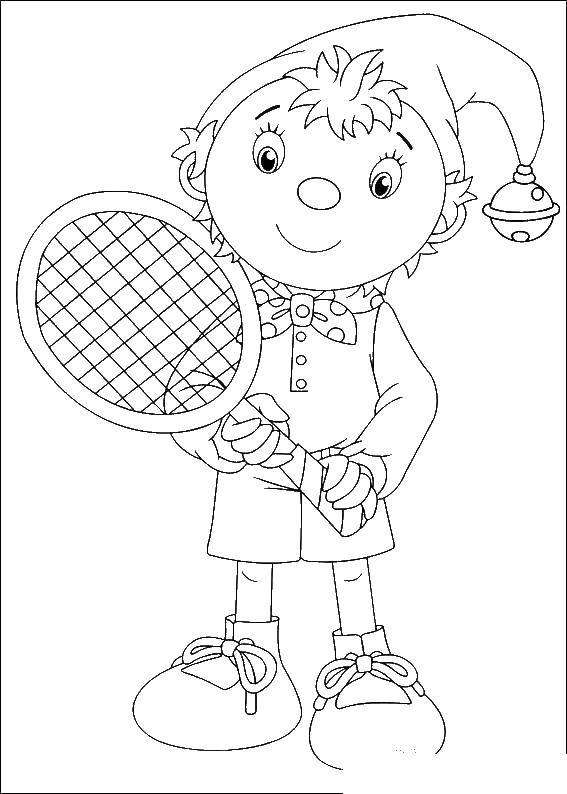 Coloring Boy with a tennis racket. Category tennis. Tags:  tennis, ball.