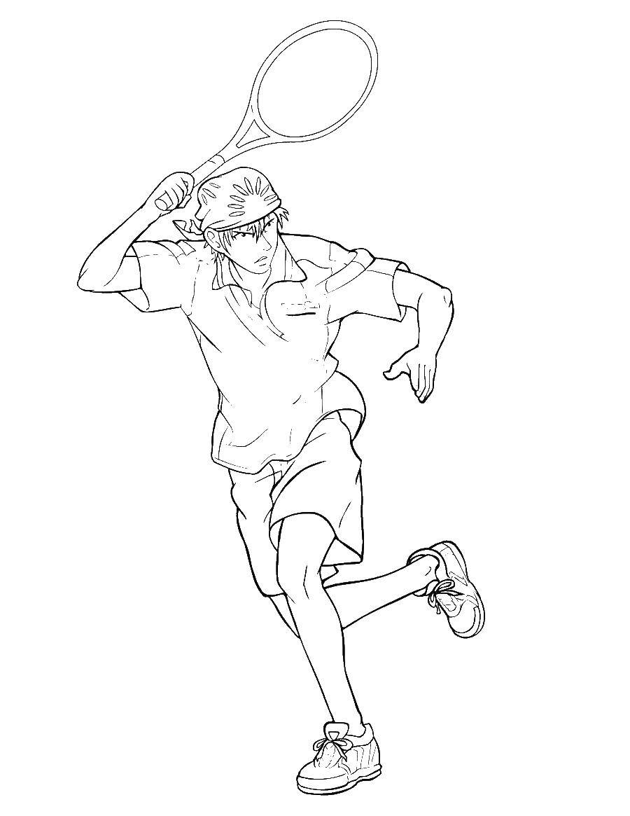 Название: Раскраска Парень с теннисной ракеткой. Категория: аниме. Теги: парень, теннис.
