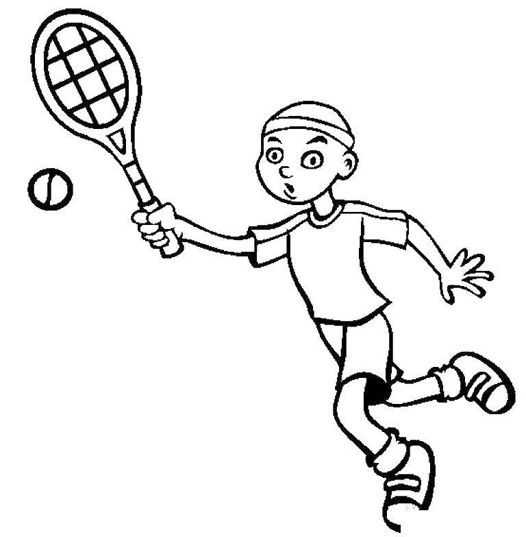 Название: Раскраска Теннисист. Категория: теннис. Теги: теннис, мяч.