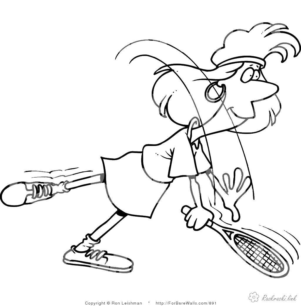 Название: Раскраска Теннисистка. Категория: теннис. Теги: теннис, мяч.