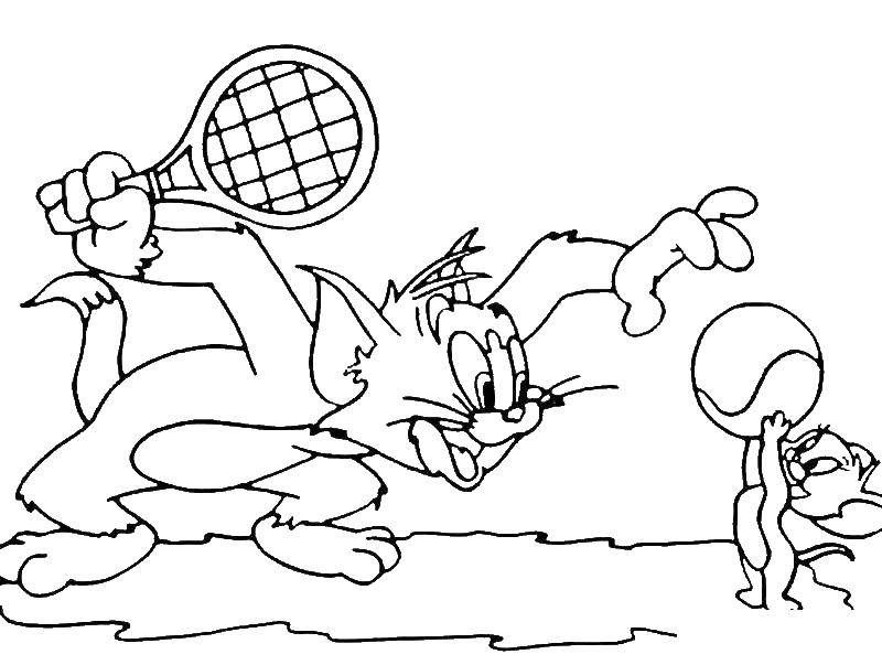 Coloring Tom and Jerry playing tennis. Category cartoons. Tags:  Tom , Jerry.
