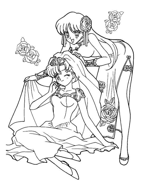 Coloring Bunny and Rei Hino. Category Sailor Moon. Tags:  Bunny , Rei.