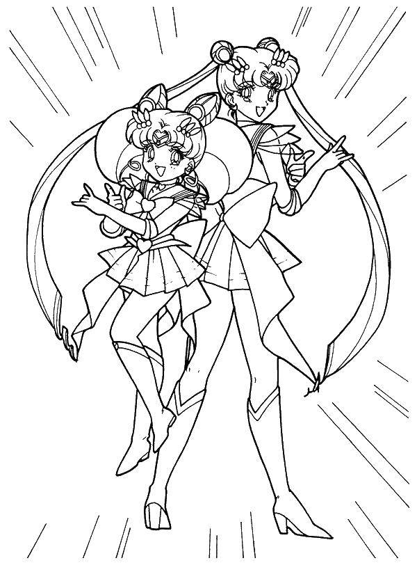 Coloring Sailor moon and sailor girl. Category Sailor Moon. Tags:  Sailor Moon, Sailor Baby.