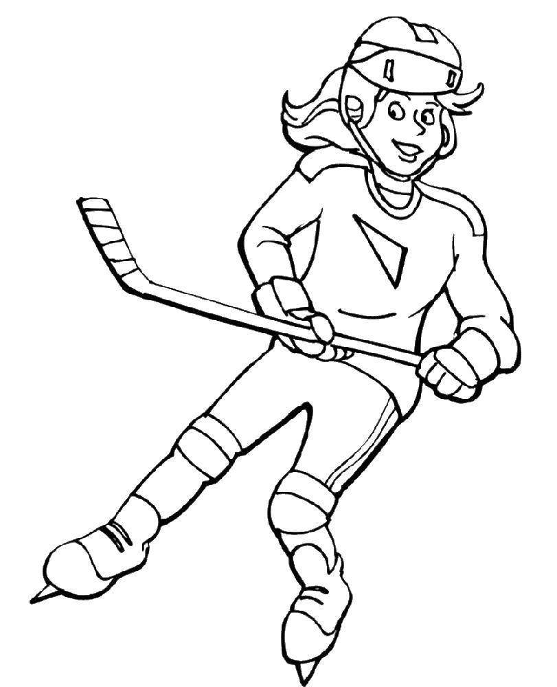 Coloring Hockey player. Category sports. Tags:  hockey.