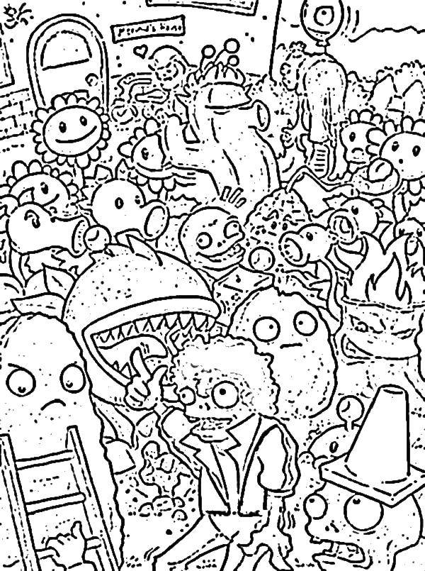 Coloring Zombies vs plants. Category plants. Tags:  zombies.