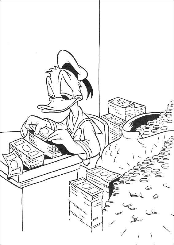 Coloring Donald duck believes his money. Category duck tales. Tags:  Disney, Ducktales, Donald Duck.
