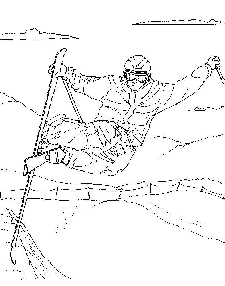 Coloring Skier in flight. Category sports. Tags:  skiing.