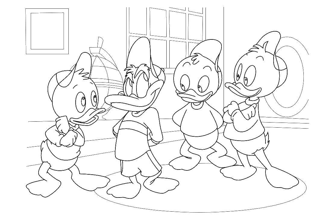 Coloring Nephews of Donald. Category duck tales. Tags:  Disney, Ducktales, Donald Duck.