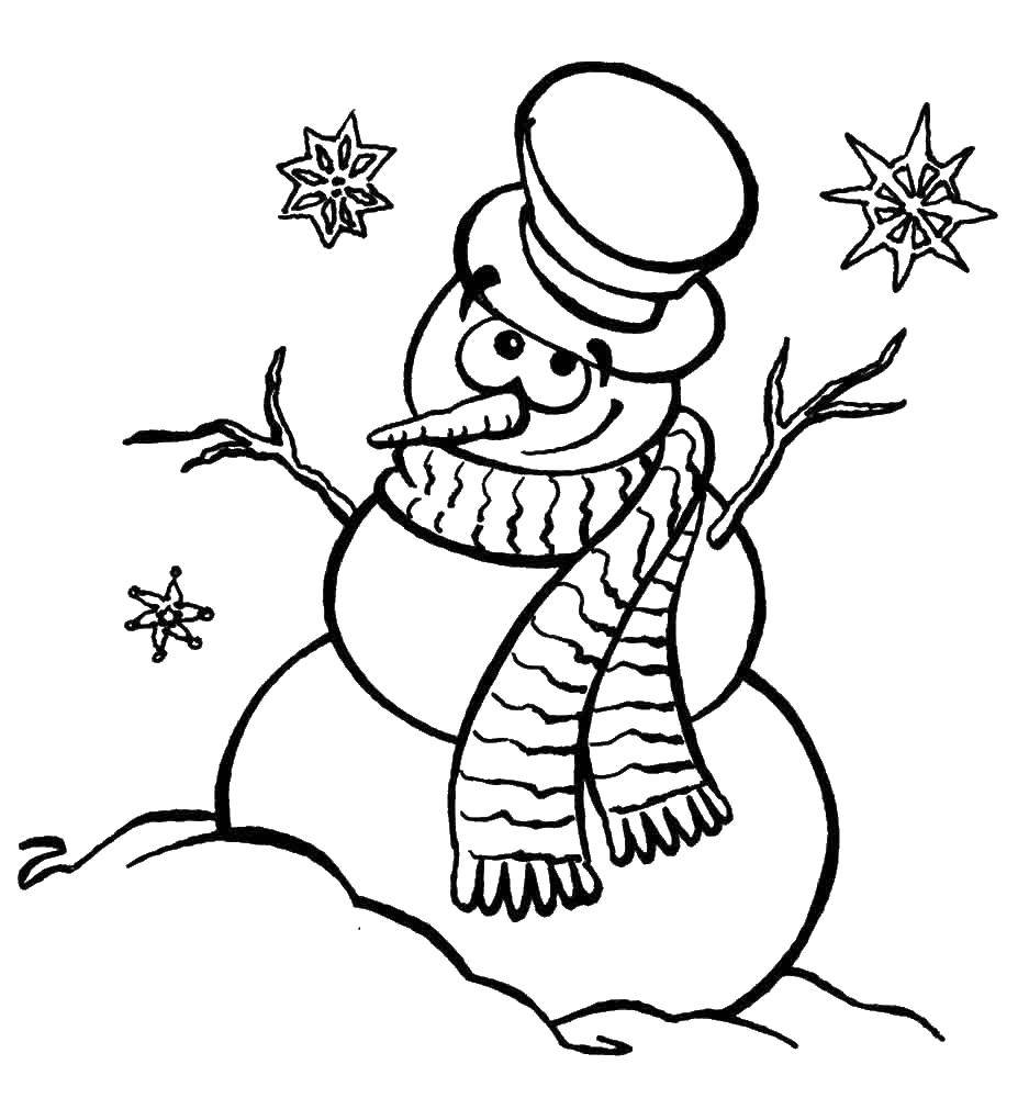Coloring Snegovichok. Category coloring. Tags:  Snowman, snow, winter.
