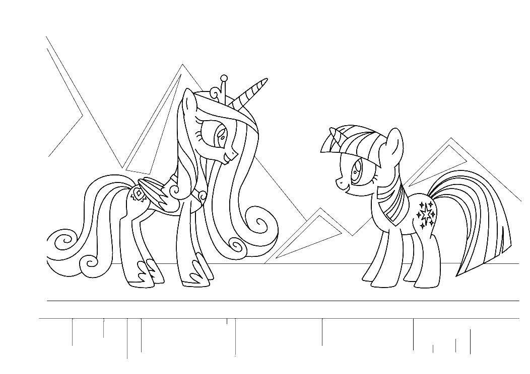Coloring Sparkle and Princess Celestia. Category my little pony. Tags:  pony, Sparkle.