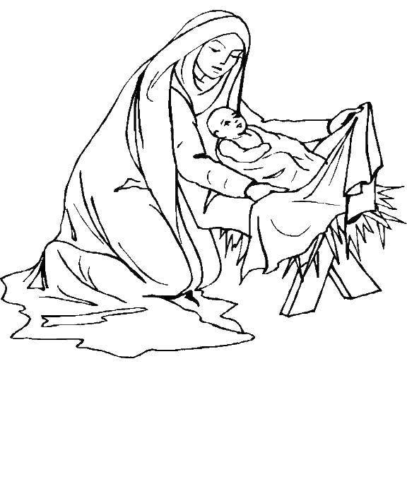 Coloring The birth of the child Christ. Category religion. Tags:  Christ, birth.