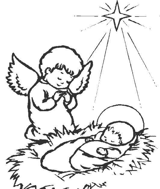 Coloring The birth of the child Christ. Category religion. Tags:  Christ, birth.