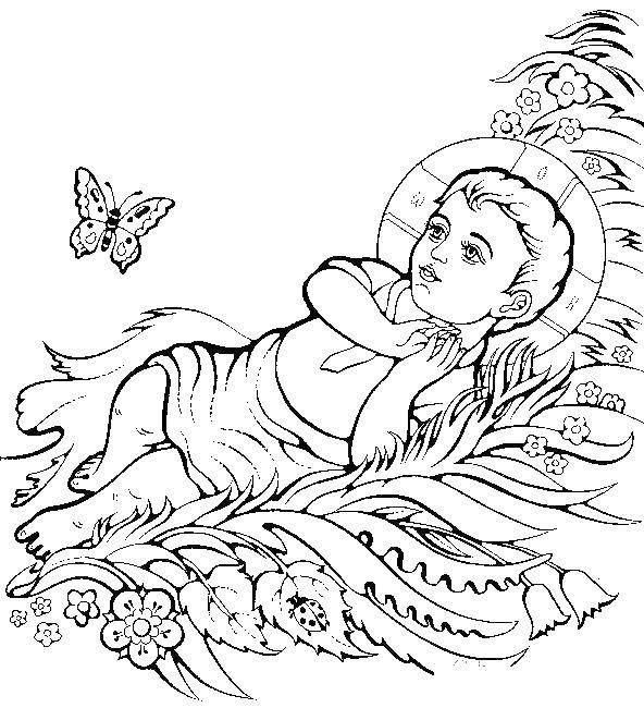 Coloring The birth of the child Christ. Category religion. Tags:  Christ, birth.