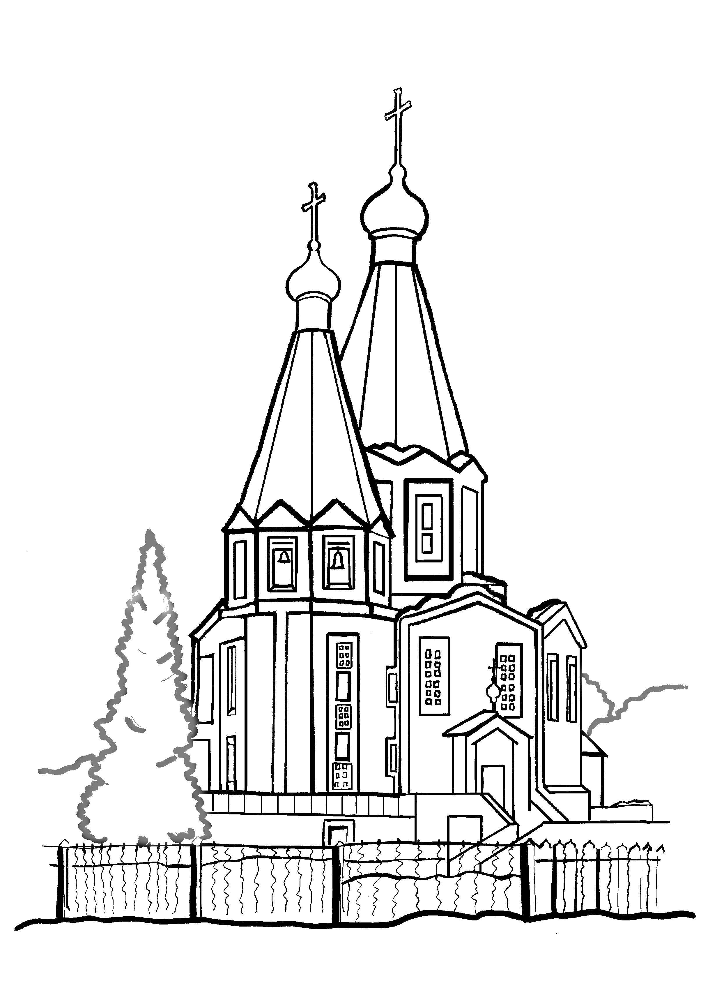 Название: Раскраска Церковь. Категория: церковь. Теги: церковь, дом.