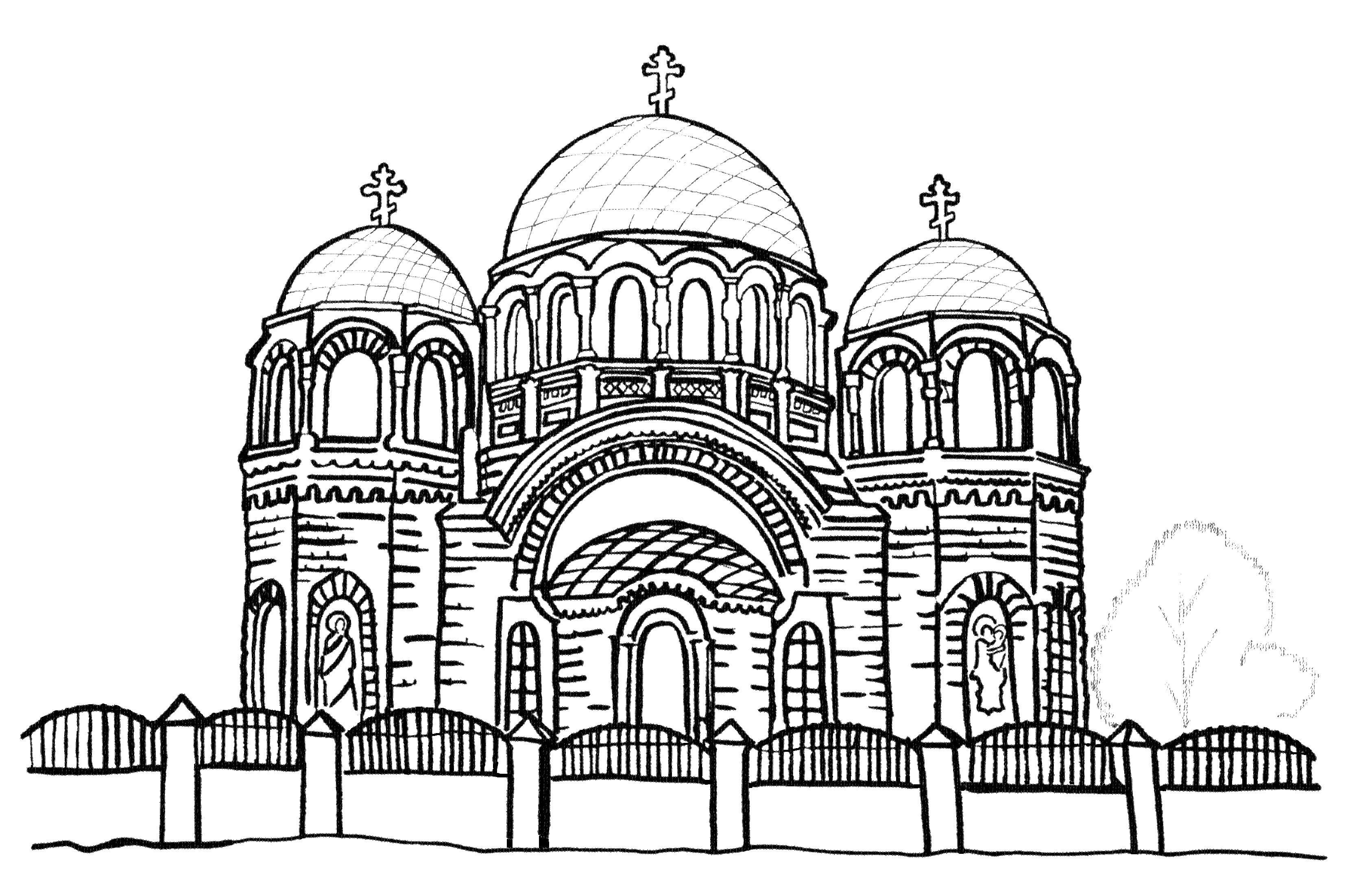 Раскраска православная Церковь храм Христа Спасителя