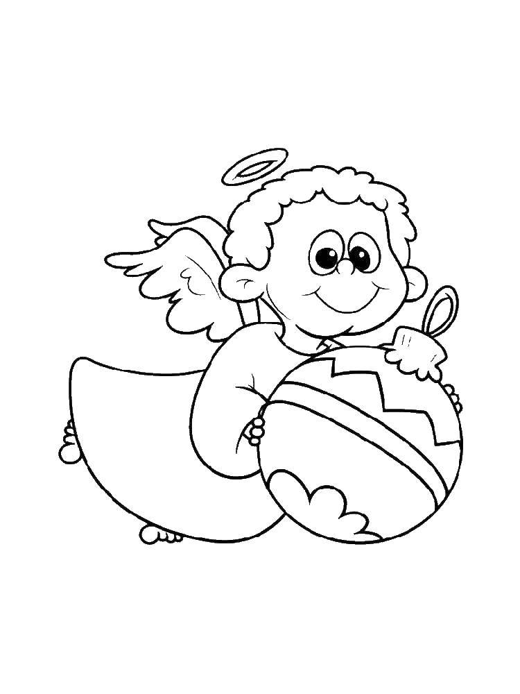 Опис: розмальовки  Ангел з новорічними іграшками. Категорія: ангели . Теги:  ангел.