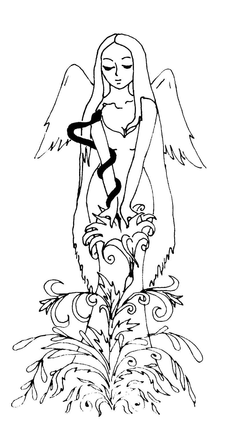 Coloring The angel and the snake. Category angels. Tags:  angel .