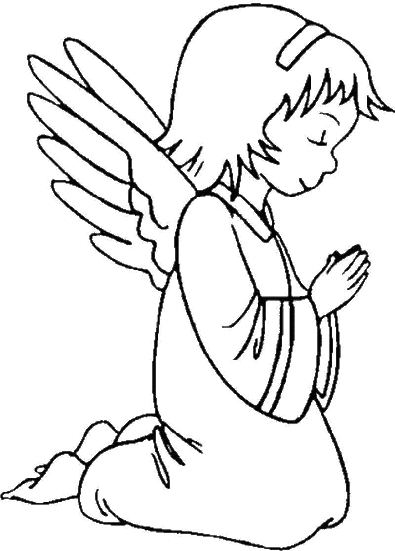 Coloring Angel praying. Category angels. Tags:  angel .
