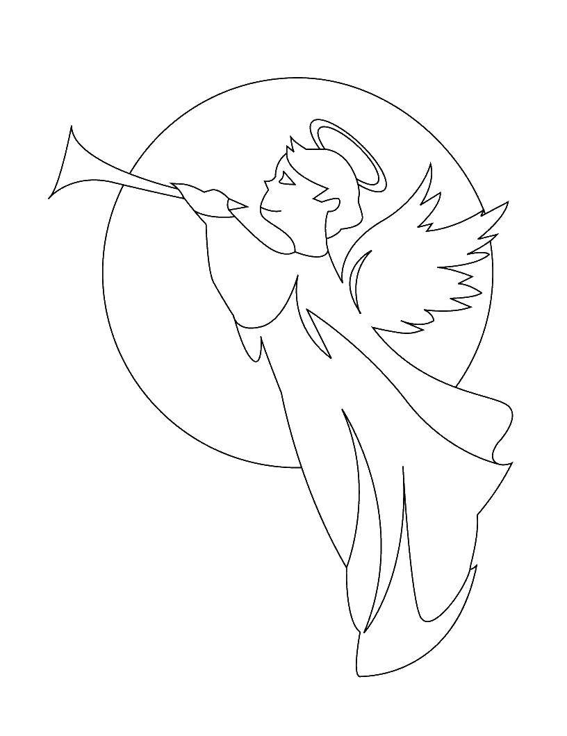 Coloring Angel with a trumpet. Category angels. Tags:  angel .