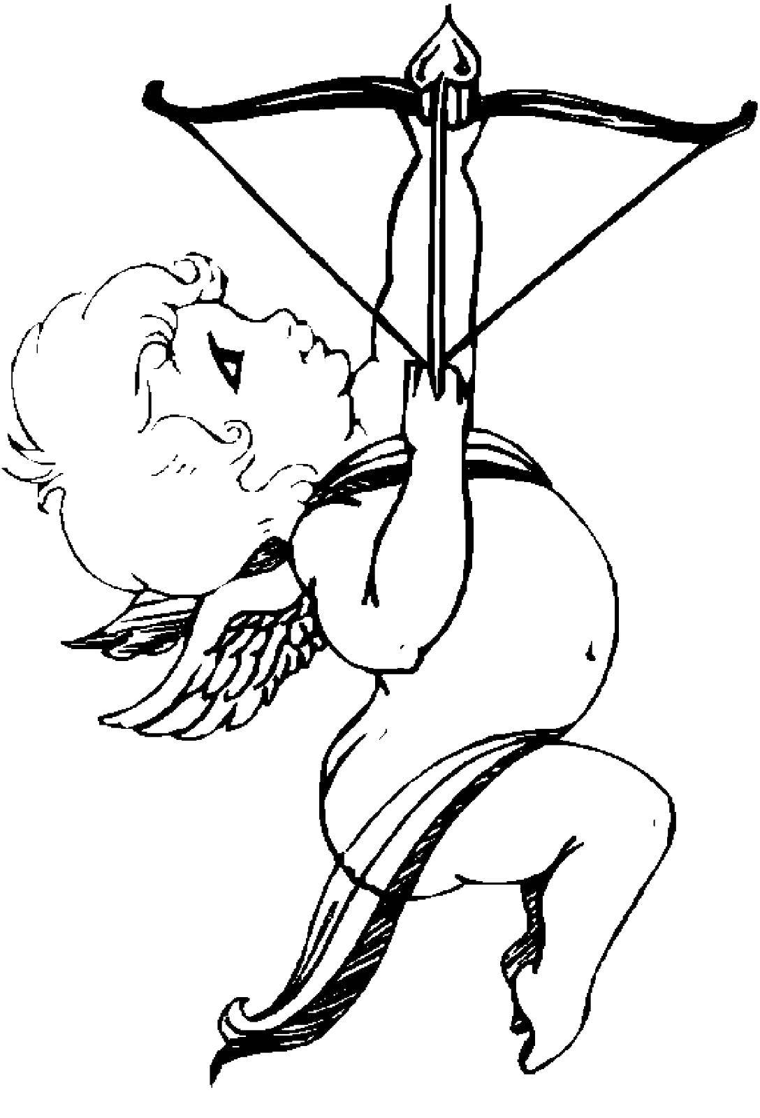 Coloring Cupid with arrows. Category angels. Tags:  Cupid, arrows.