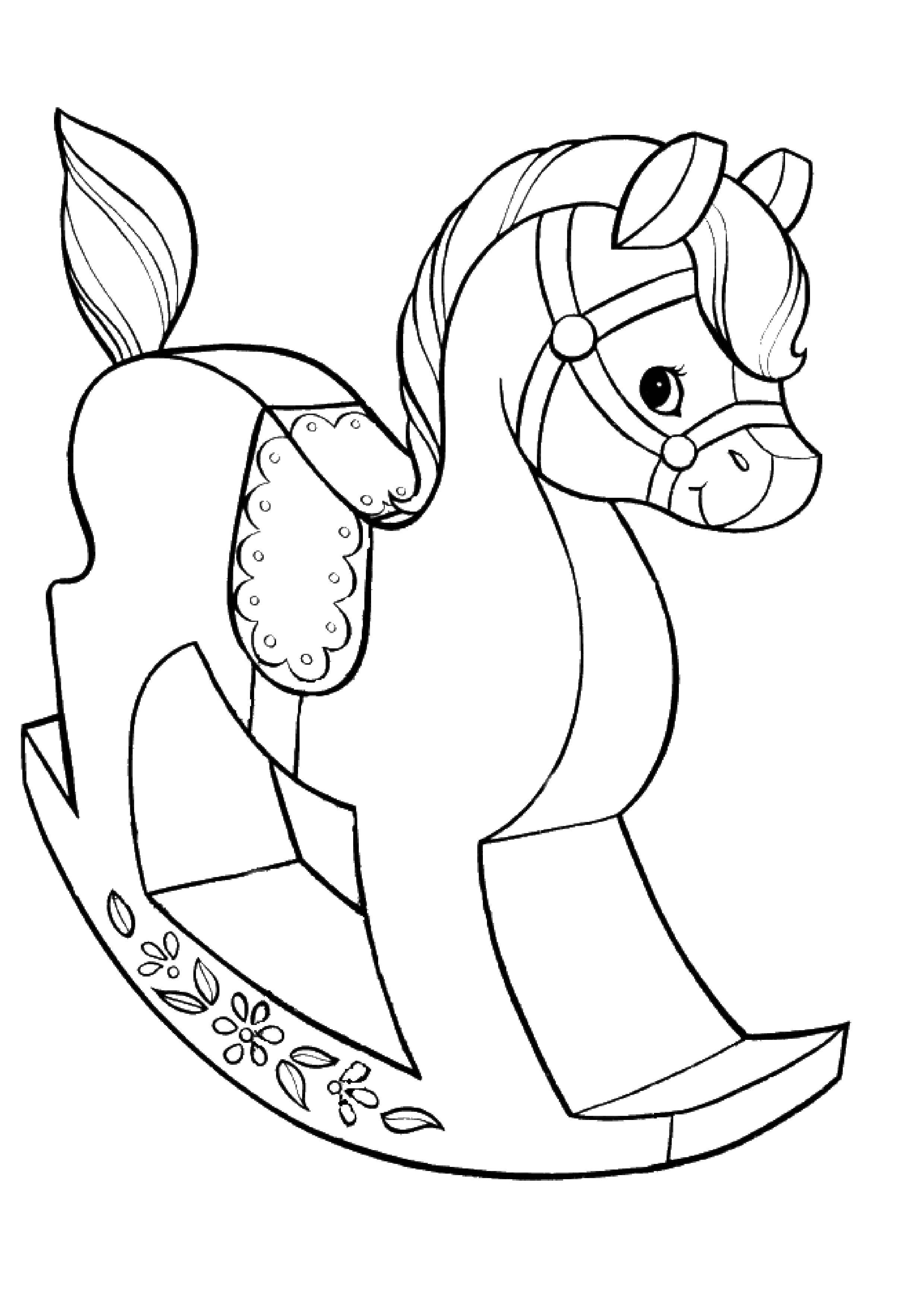 Coloring Horse rocking. Category toys. Tags:  Horse.