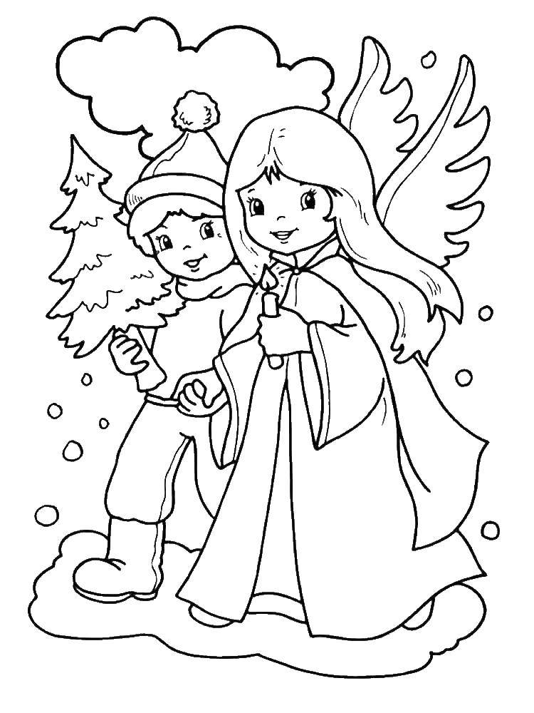 Coloring Christmas angel. Category angels. Tags:  angel .