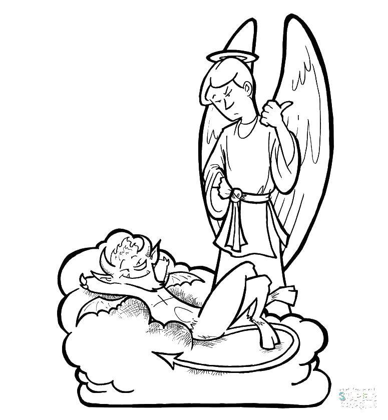 Опис: розмальовки  Ангел і диявол. Категорія: ангел хранитель. Теги:  Ангел, Диявол.
