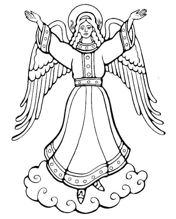 Coloring Guardian angel. Category guardian angel. Tags:  guardian angel, clouds.