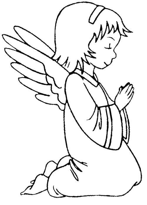 Название: Раскраска Ангел молится. Категория: ангел хранитель. Теги: ангел, молитва.