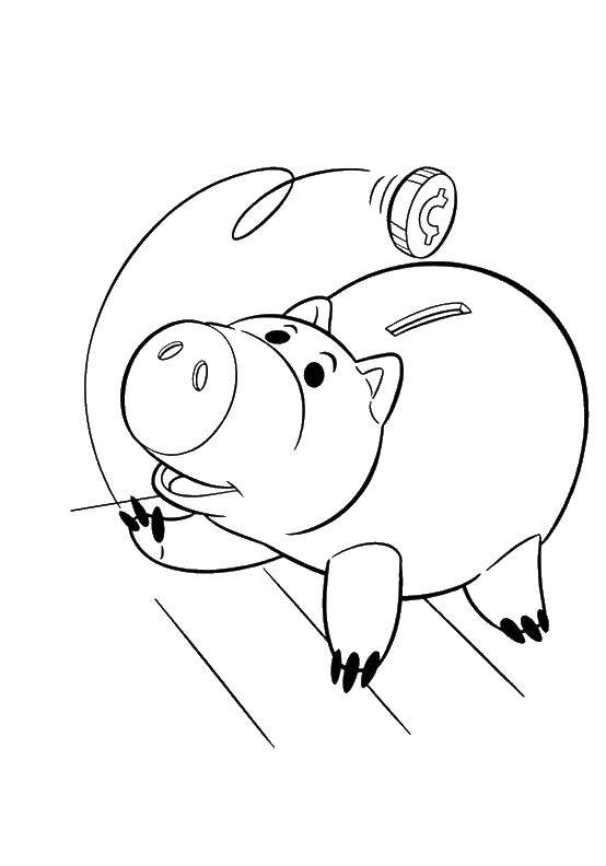 Coloring Hamm pig piggy Bank. Category cartoons. Tags:  Hamm.