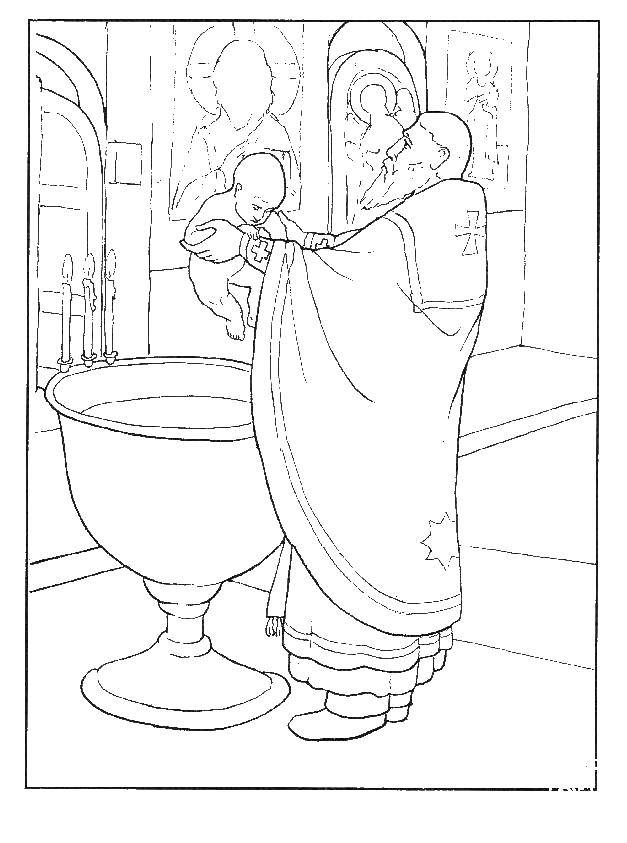 Coloring Baptized child. Category the Church. Tags:  Baptized, Church.