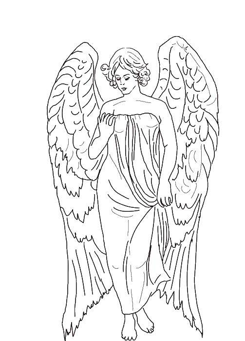 Название: Раскраска Крылатый ангел. Категория: ангел хранитель. Теги: ангел, крылья.