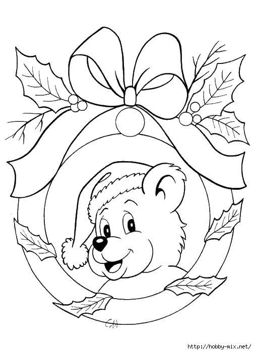 Название: Раскраска Мишка тедди и омелла. Категория: новый год. Теги: мишка тедди, новый год, омелла.