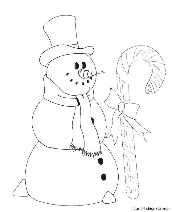 Coloring Snowman. Category new year. Tags:  snowman, hat.