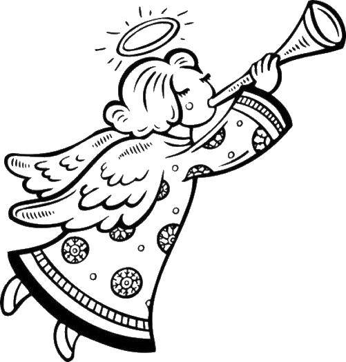Название: Раскраска Ангел с трубой. Категория: ангел хранитель. Теги: ангел.