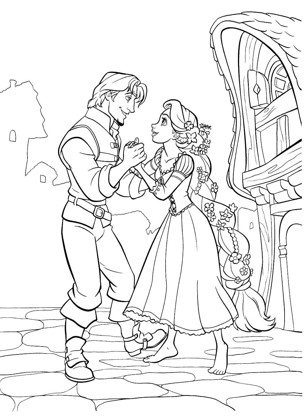 Coloring Rapunzel and Flynn. Category Cartoon character. Tags:  Rapunzel , Flynn.