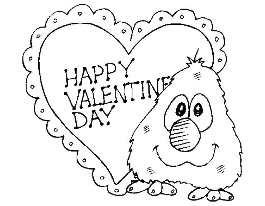 Coloring Счастливого дня влюблённых. Category день святого валентина. Tags:  День Святого Валентина, любовь, сердце.