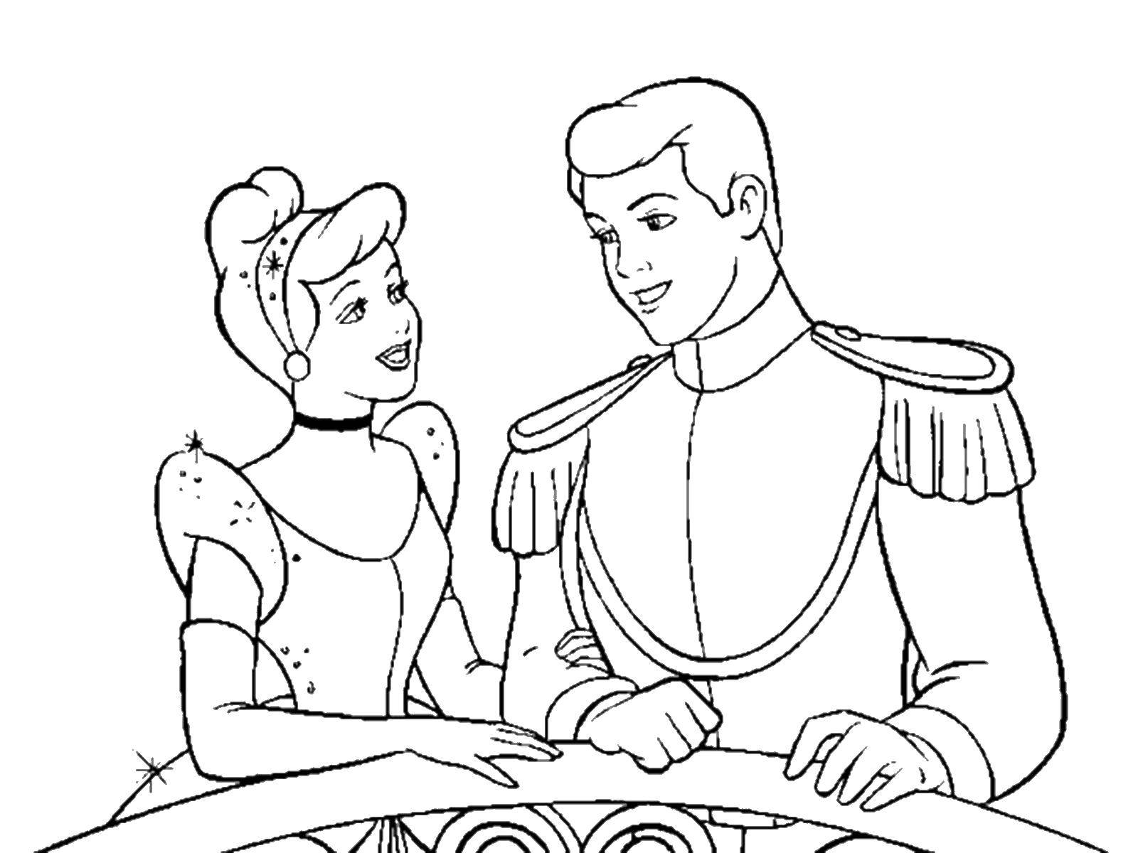 Coloring Cinderella and the Prince at the ball. Category Cinderella. Tags:  Cinderella, slipper.