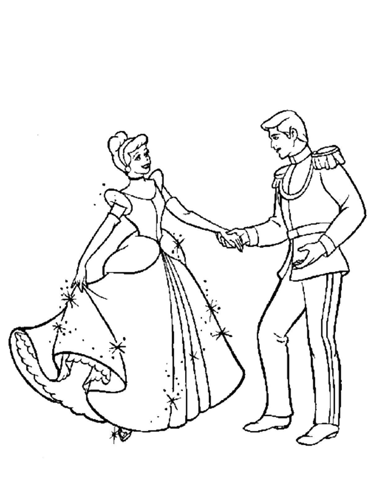 Coloring Cinderella and the Prince at the ball. Category Cinderella. Tags:  Cinderella, Prince.