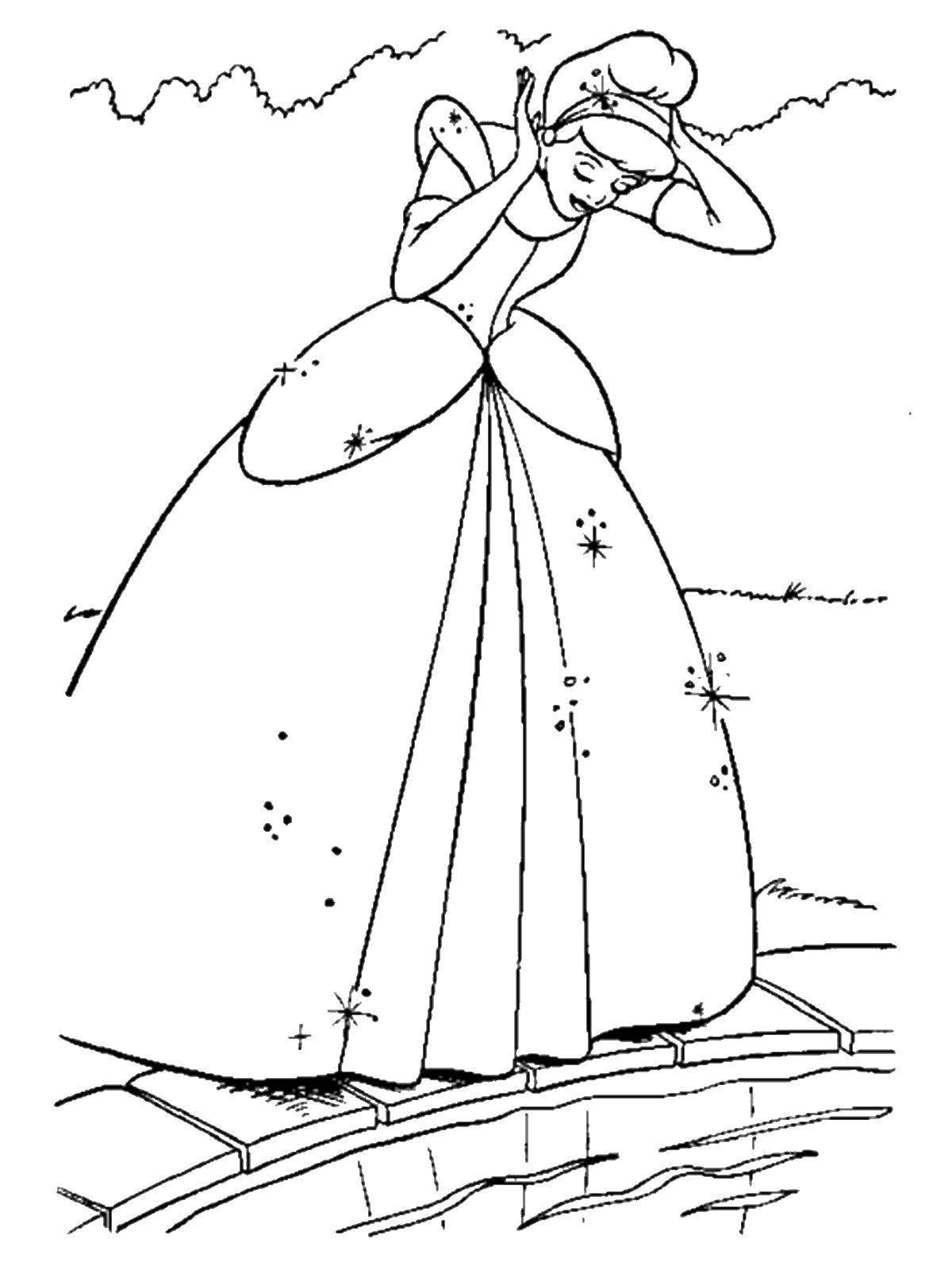 Coloring Cinderella tries on a dress. Category Cinderella. Tags:  Cinderella.