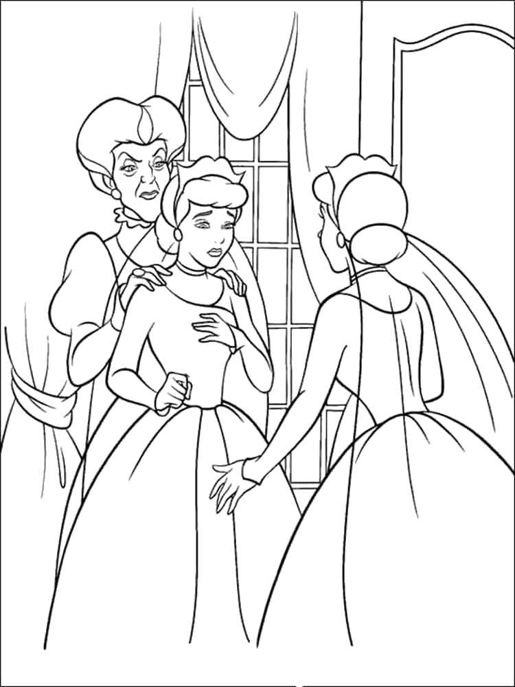 Coloring Cinderella and the evil aunt. Category Cinderella. Tags:  Disney, Cinderella.
